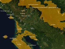 Satellitenansicht auf den Corcovado- und den Amistad-Nationalpark