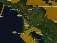 Satellitenansicht auf den Corcovado- und den Amistad-Nationalpark