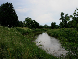 Fluss Nidda fließt durch Landschaft